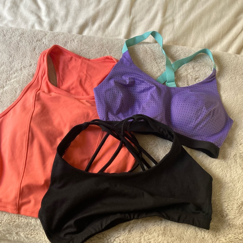 Sport bra bundle - Purple, Black, and Pink - set of 3